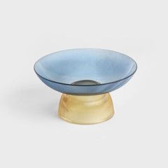 Homla Megalo Glass Platter blue+yellow 25cm