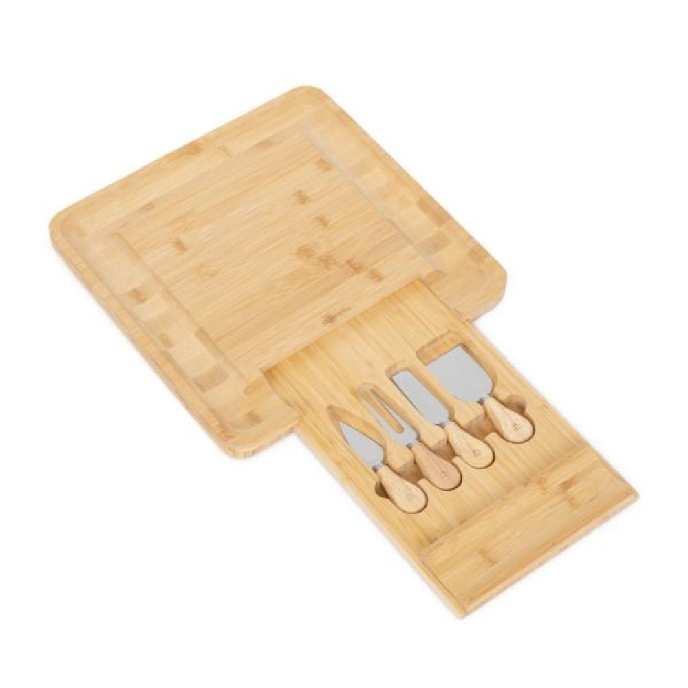 Homla Rumi Serving Board w 4 knives Nat 32X32 Cm