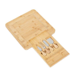Homla Rumi Serving Board w 4 knives Nat 32X32 Cm