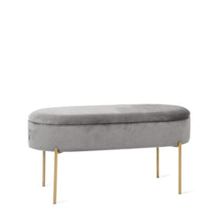 Homla Bench  Layla  Velour Grey With Storage  91.5X41X46.5 Cm
