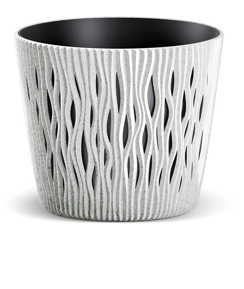 Prosperplast Sandy Round Eco Wood Planter 26.2x26.2x22.2cm - Eco White