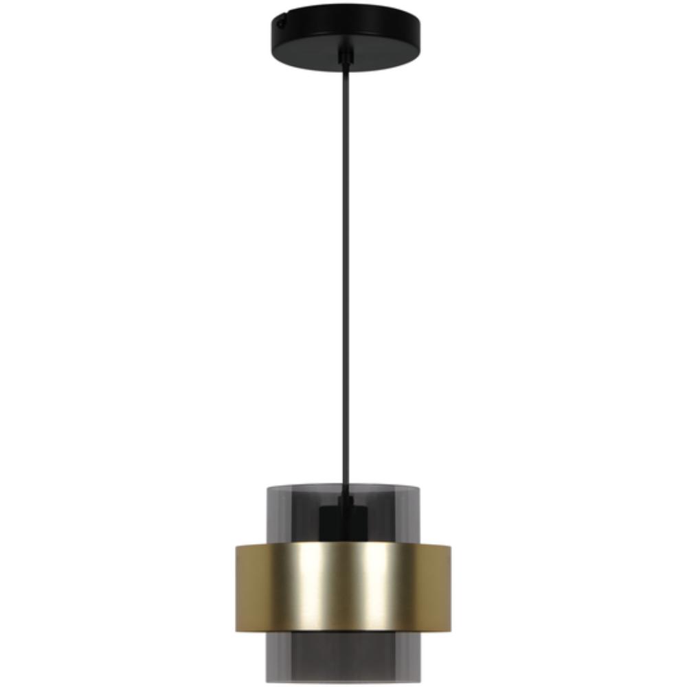Inspire Pendant Metal Golden Glass Black E27x1 D18cm