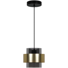 Inspire Pendant Metal Golden Glass Black E27x1 D18cm