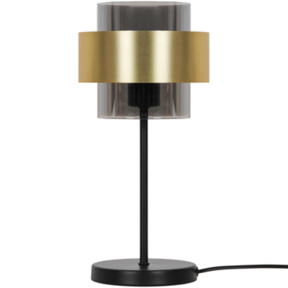Inspire Table Lamp Metal Golden Glass Black E27