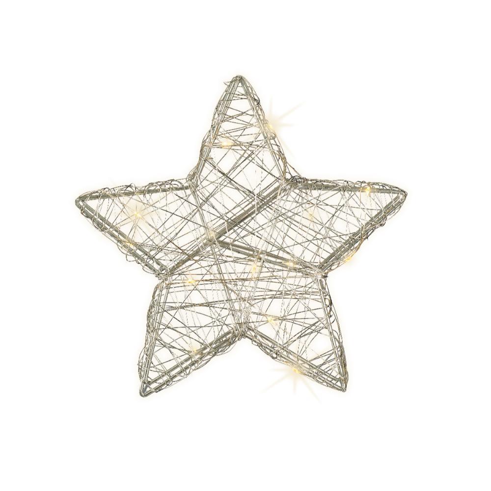 Lumineo BO Micro-Led Wire Star 30cm - Silver/Warm White
