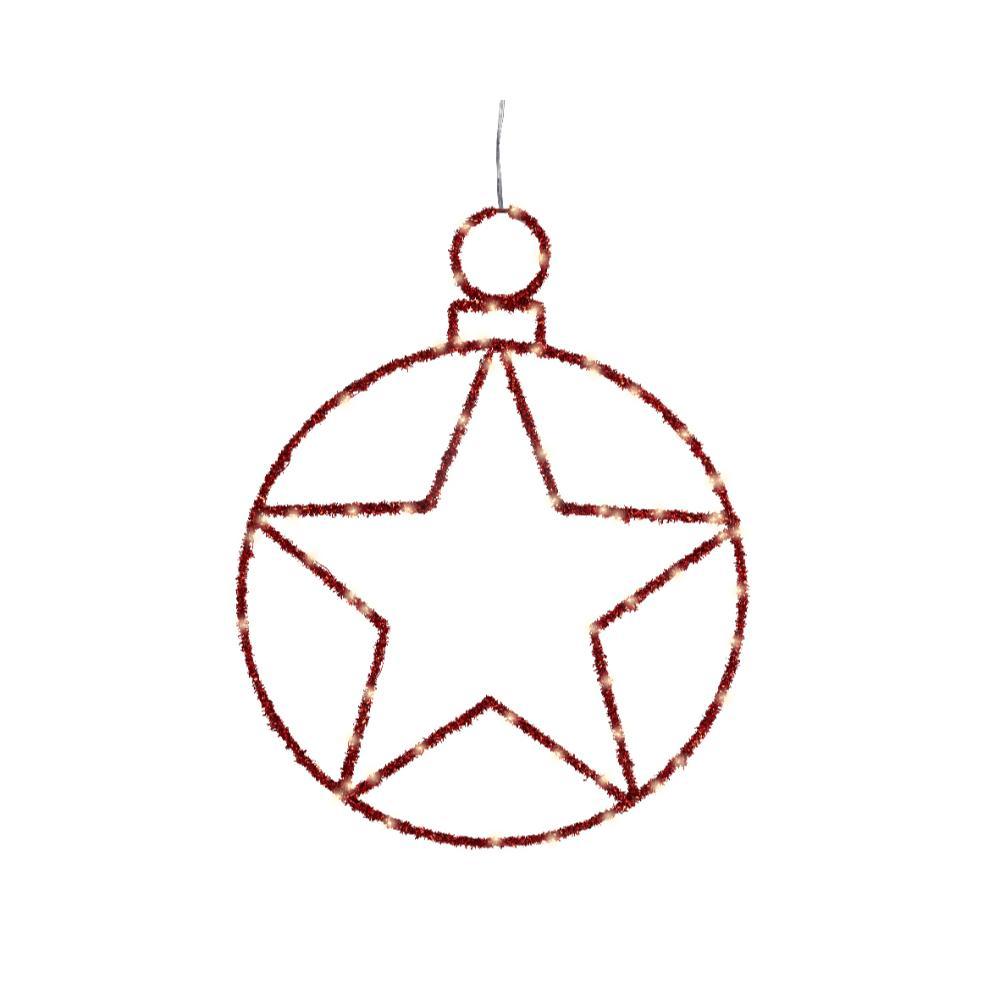 Lumineo BO Micro-Led Metal Bauble/Star 38 x 49cm - Red/Warm White