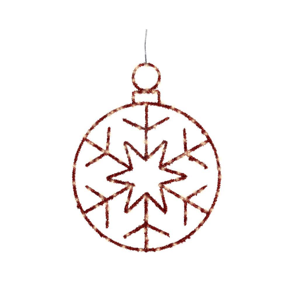 Lumineo BO Micro-Led Metal Bauble/Snowflake 38 x 49cm - Red/Warm White