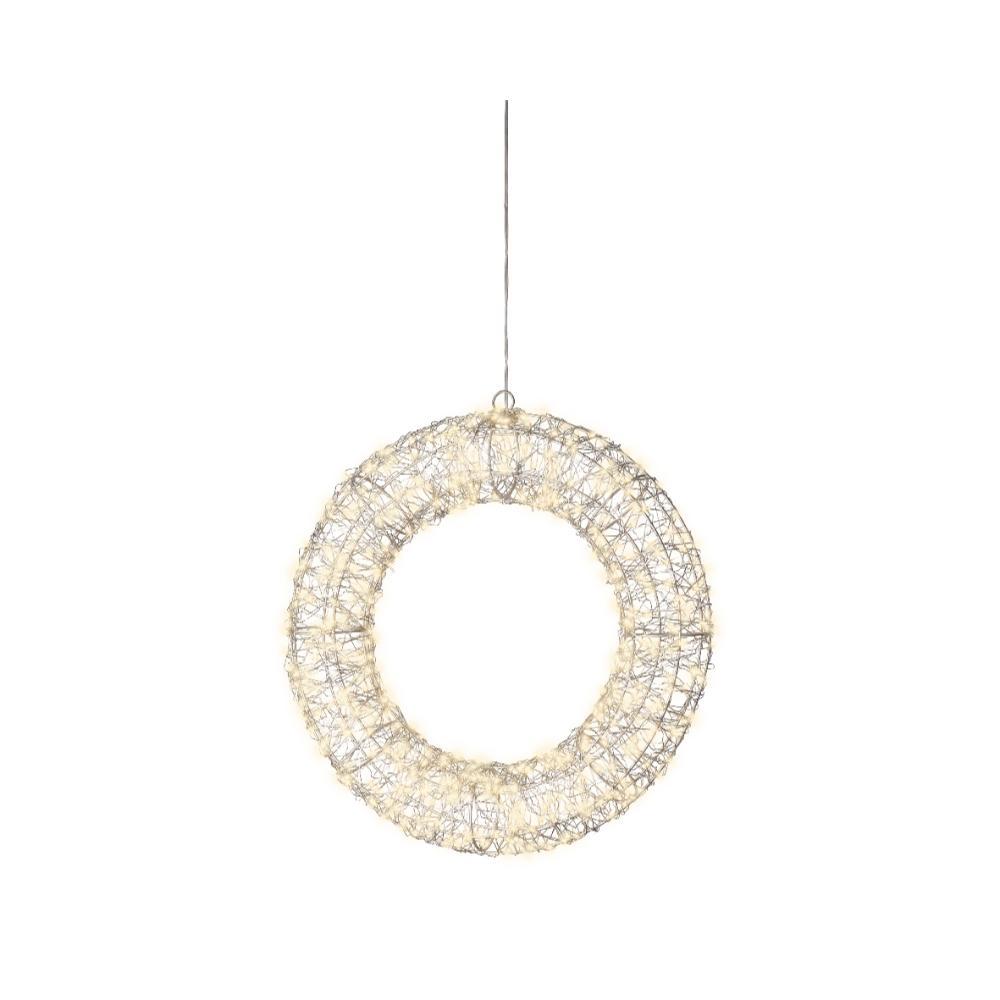 Lumineo Micro-Led Metal Wreath 7 x 38 x 38cm - Silver/Warm White