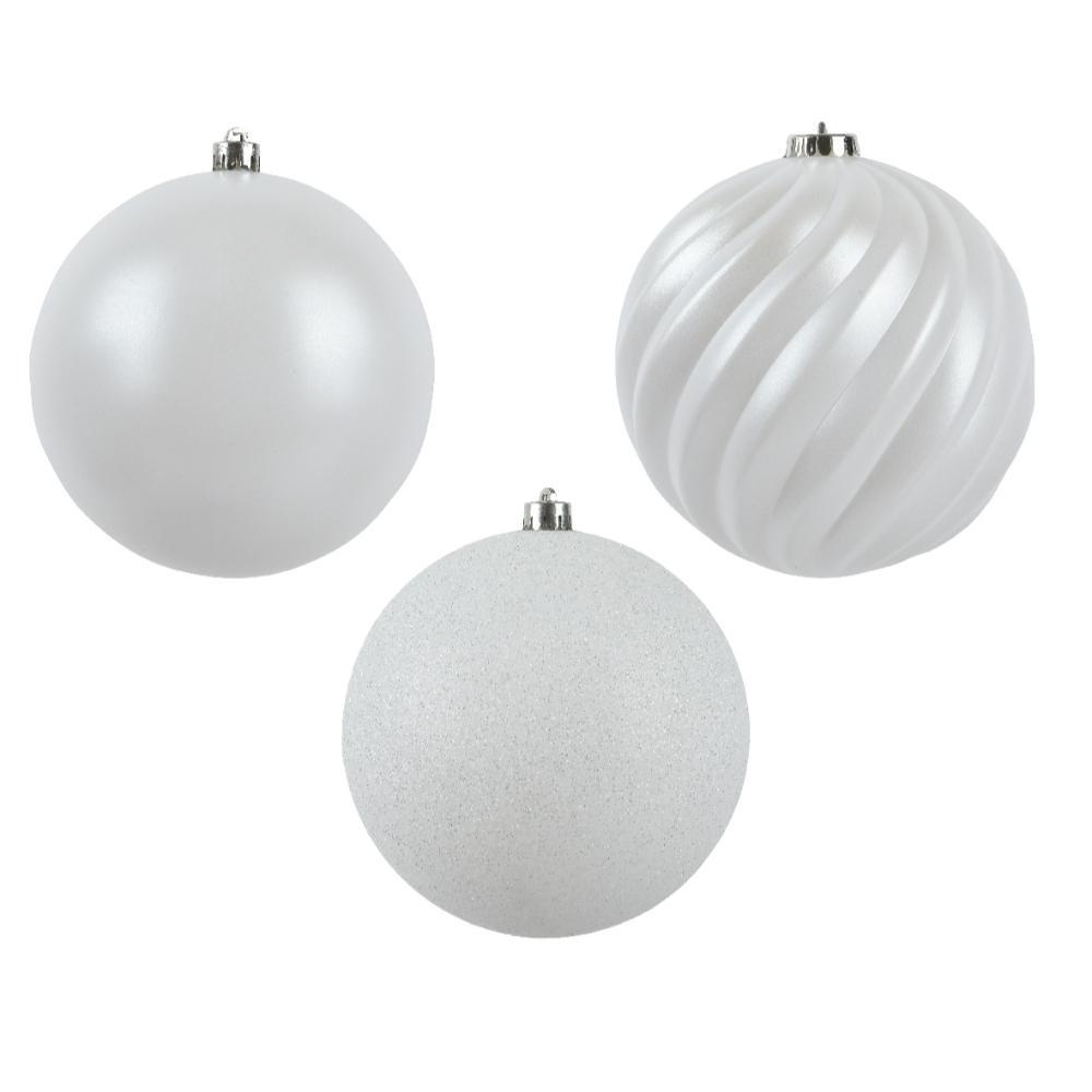 Decoris Shatterproof Baubles Box of 4pcs 14cm - Winter White