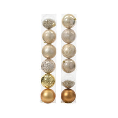 Decoris Shatterproof Baubles Box of 6pcs 15cm - Pearl/Gold (2 Assorted)