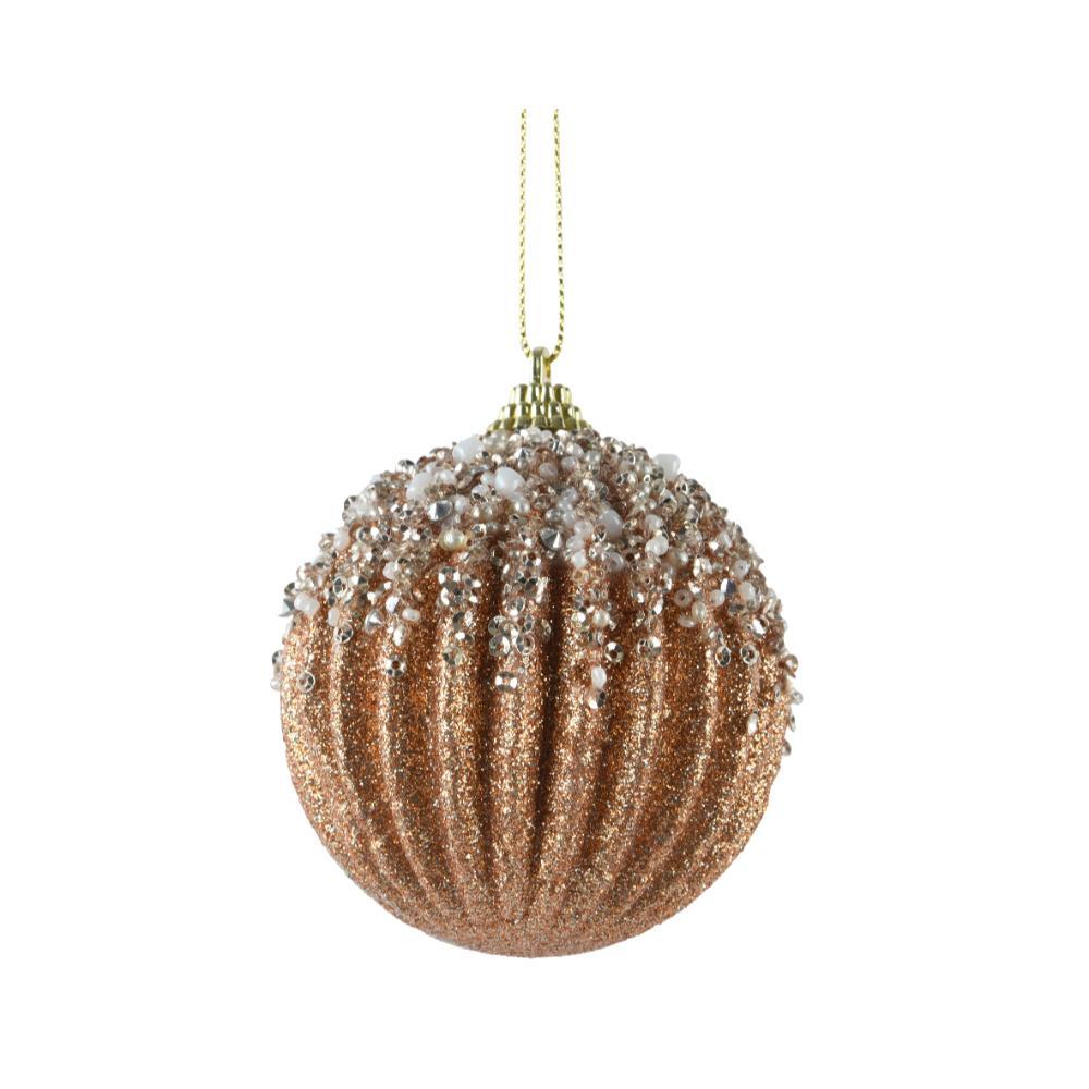 Decoris Foam Bauble with Pearls 8cm - Brandy