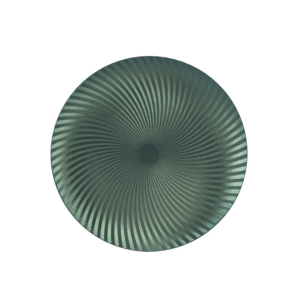 Kitchen Goods PP Deco Plate with Embossed Spin Lines 33cm - Metalic Pine Green