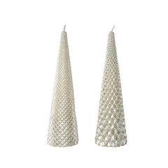 Decoris Paraffin Wax Cone Candle with Glitter 20cm - Metallic Champagne (2 Assorted)