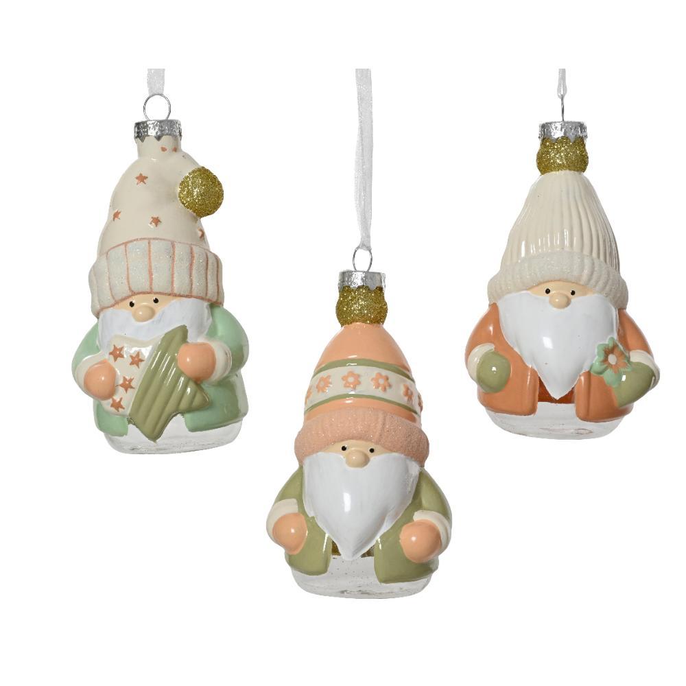 Decoris Hanging Glass Gnome 12.5cm (3 Assorted)