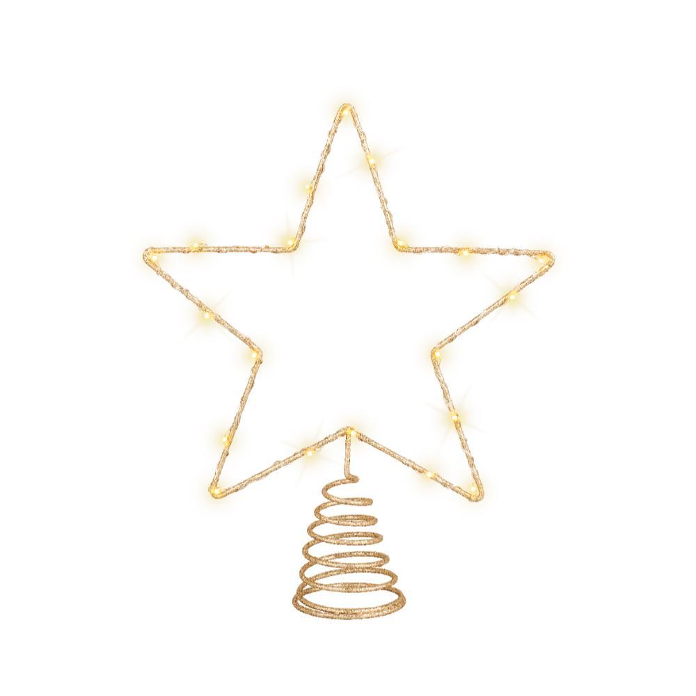 Lumineo BO Micro-Led Star Tree Topper 27cm - Gold/Classic Warm