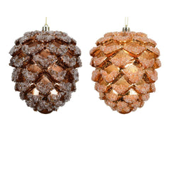Decoris Polystrene Pinecone with Beads 14cm - Brown/Peach (2 Assorted)