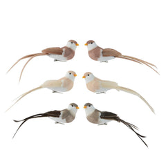 Decoris Clip-on Foam Birds with Feather Tail & Wing Set of 2pcs - Brown (3 Assorted)