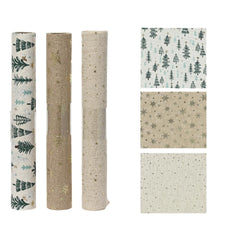 Decoris Polyester Runner Fabric with Stars, Trees, Snowflakes 35 x 200cm (3 Assorted)