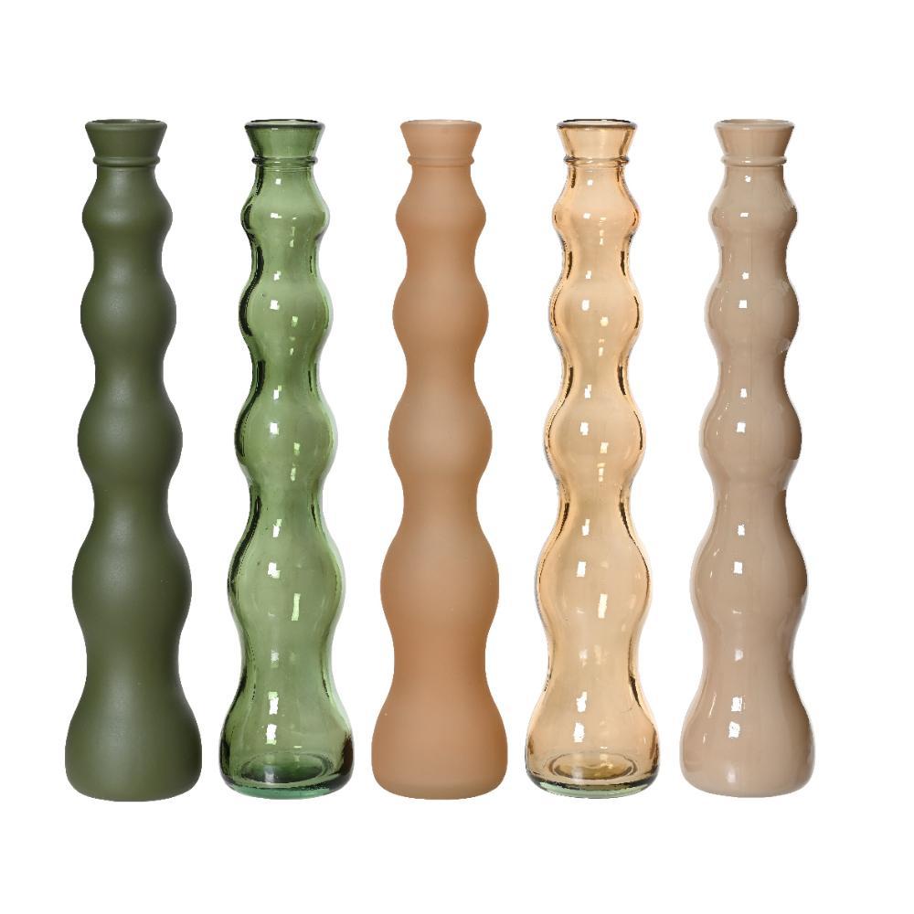 Decoris Recycled Glass Vase 32cm - Shades of Cream/Green (5 Assorted)