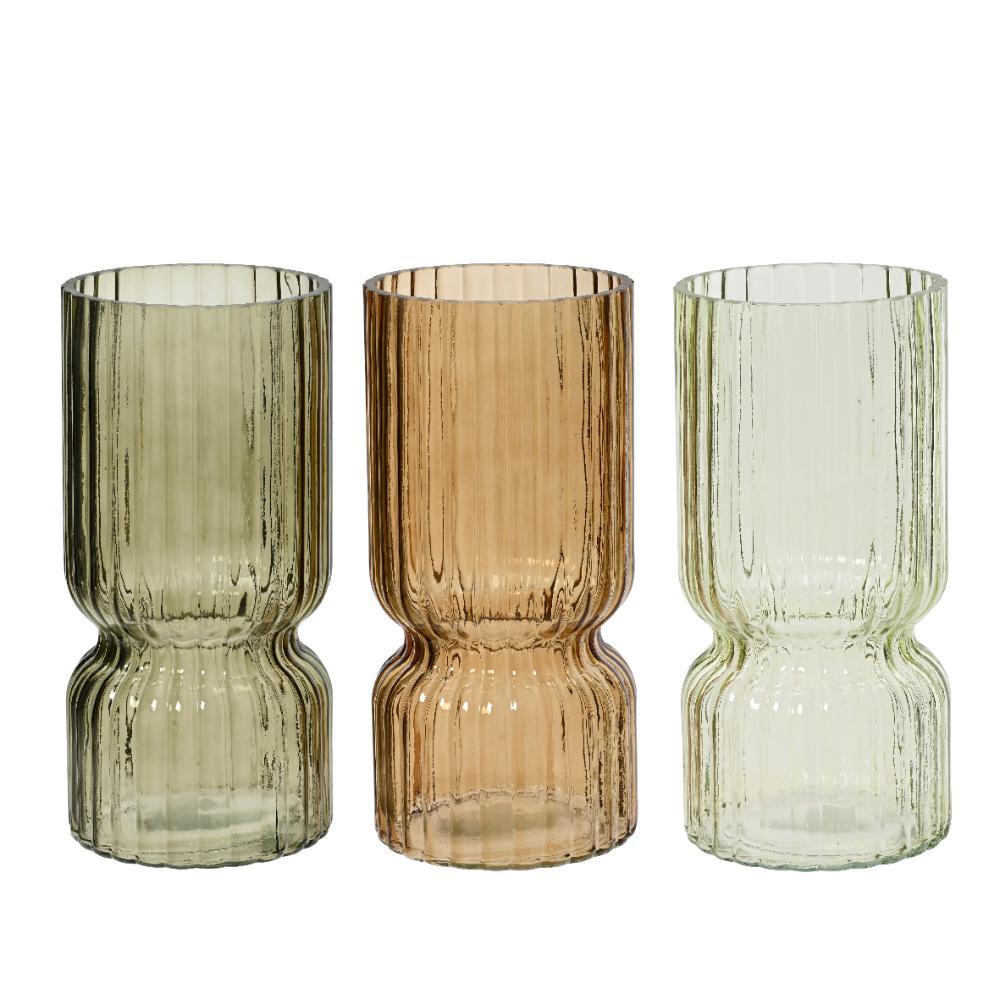 Decoris Glass Vase 23cm - Green/Brown (3 Assorted)
