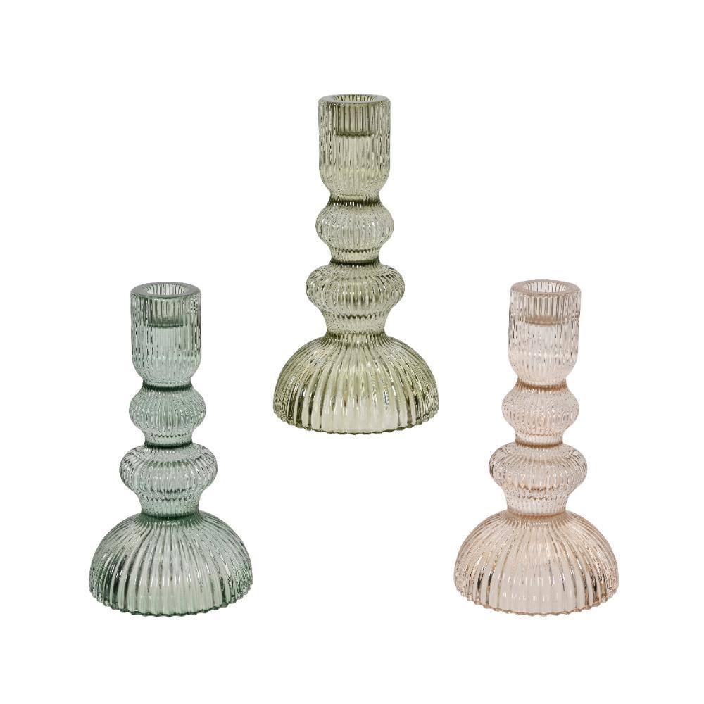 Decoris Glass Candleholder 17.5cm (3 Assorted)