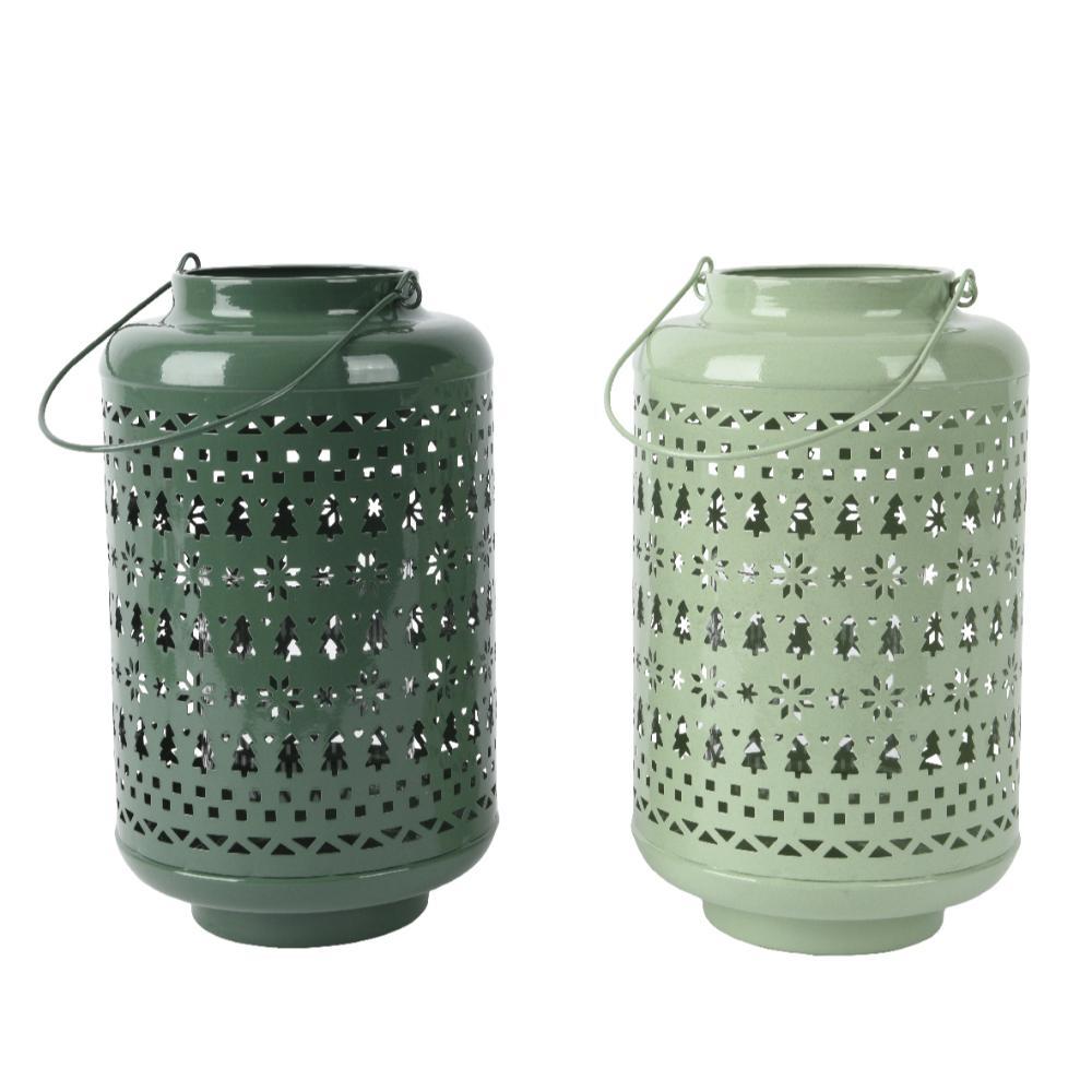 Decoris Iron Lantern 27.5cm - Green (2 Assorted)