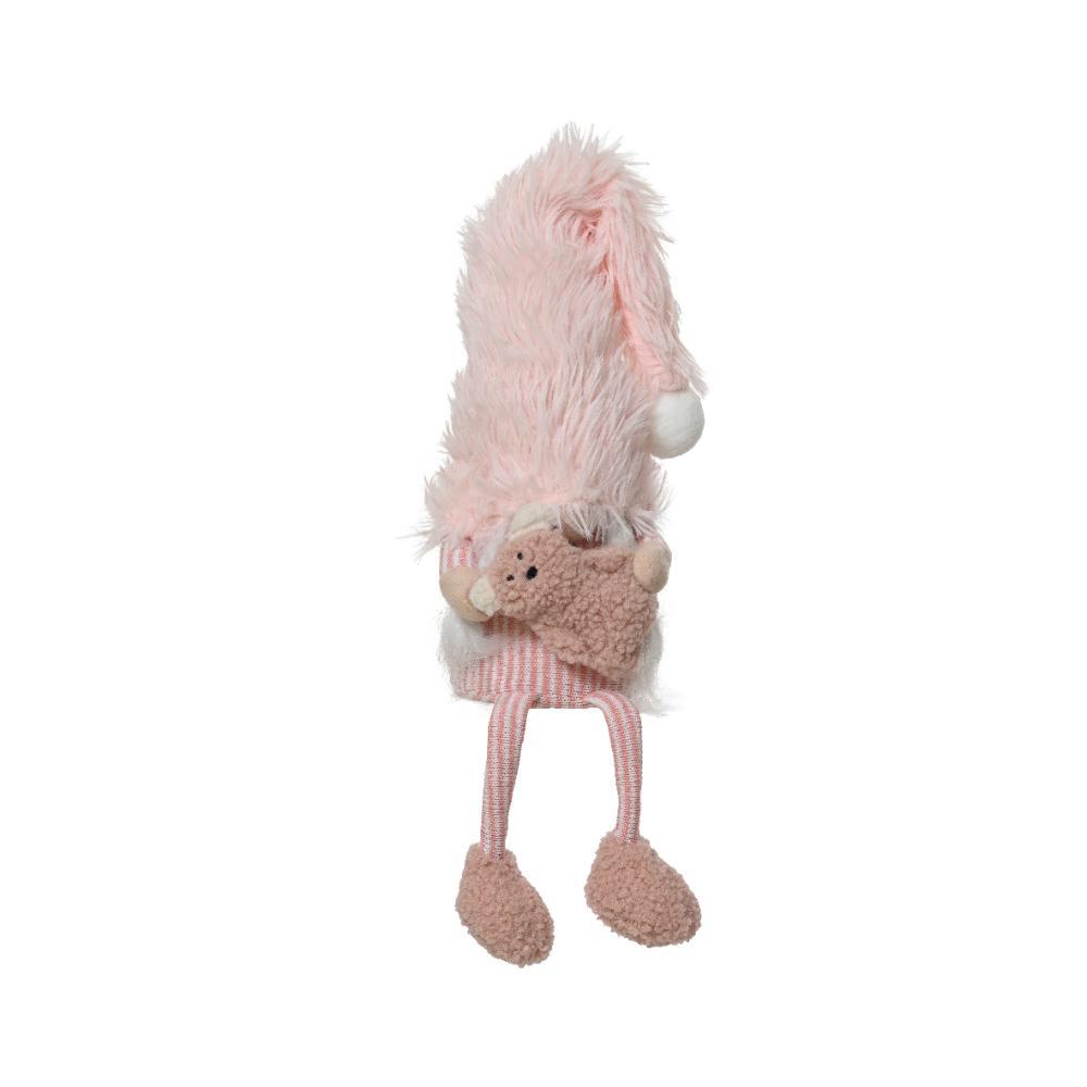 Decoris Polyester Gnome with Dangling Legs and Long Sleepy Hat 75cm - Pink