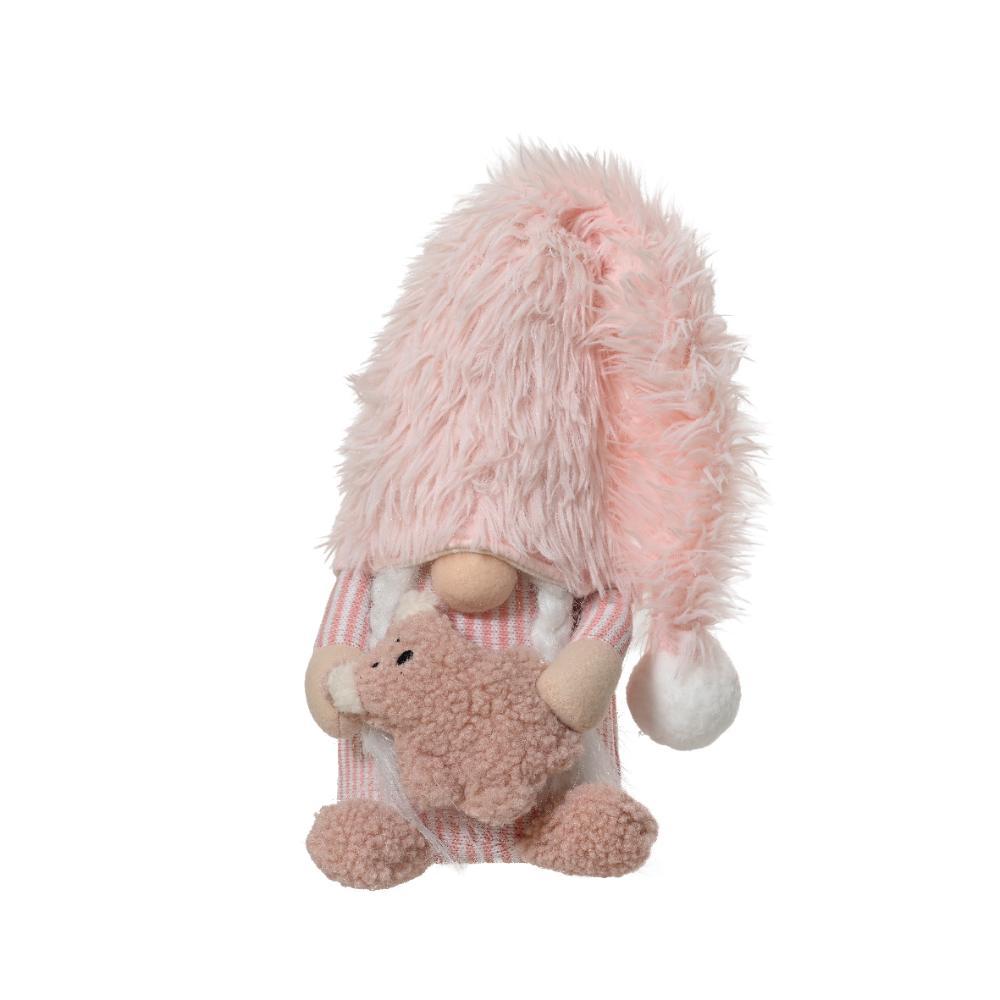 Decoris Polyester Gnome Standing with Long Sleepy Hat 65cm - Pink