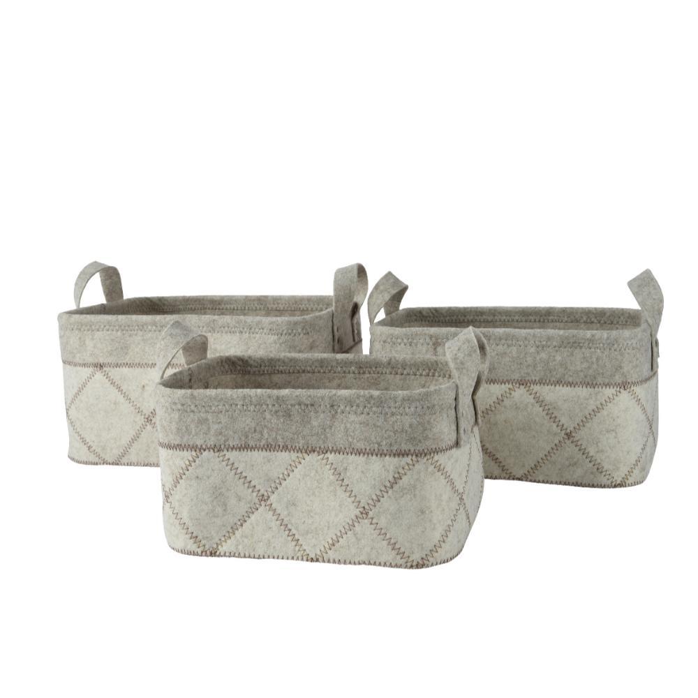 Decoris Felt Basket Set of 3pcs 30 x 40 x 23cm - Off White
