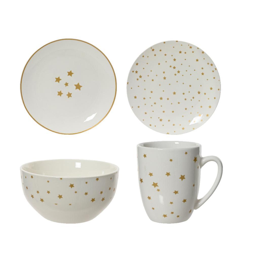 Kitchen Goods Porcelain Dinner Set of 16 Pieces - Star Pattern