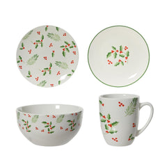 Kitchen Goods Porcelain Dinner Set of 16 Pieces - Leaf and Berry Pattern