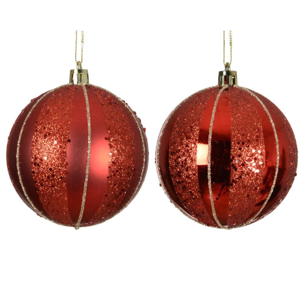 Decoris Shatterproof Bauble 8cm - Red (2 Assorted)