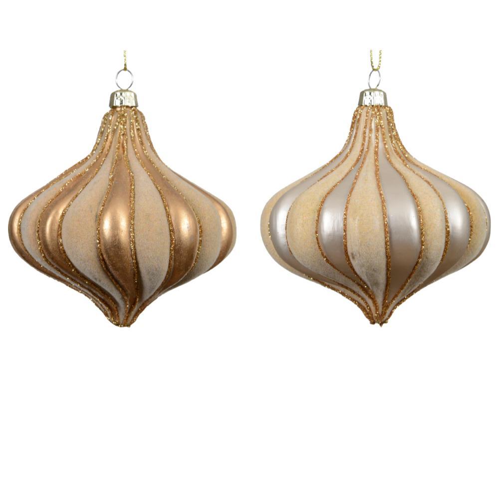 Decoris Shatterproof Onion Bauble 10cm - Pearl (2 Assorted)