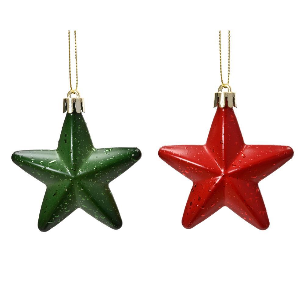 Decoris Shatterproof Star Bauble 7.5cm - 2 Assorted