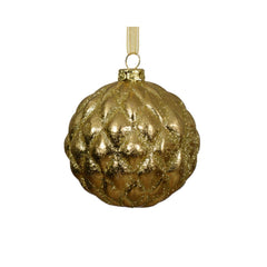 Decoris Shatterproof Bauble 8cm - Gold with Glitter