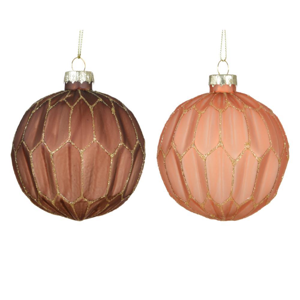 Decoris Glass Bauble 8cm - (2 Assorted Colours)
