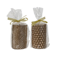 Decoris Pillar Wax Candle with Glitters 10cm - Metallic Espresso (2 Assorted)