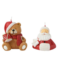 Decoris Paraffin Wax Candle 8.5cm - Teddy Bear or Santa (2 Assorted)