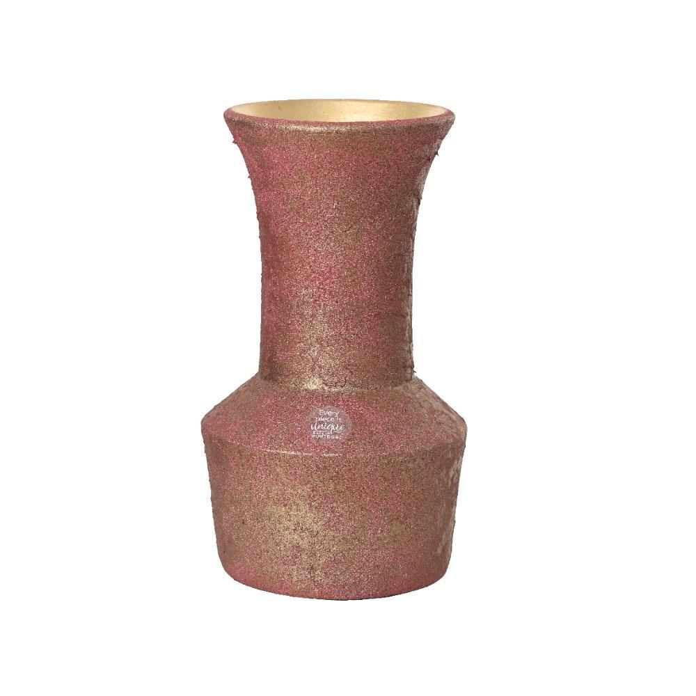 Decoris Terracotta Matt Vase with Gold Glitter Lining 30cm - Maroon