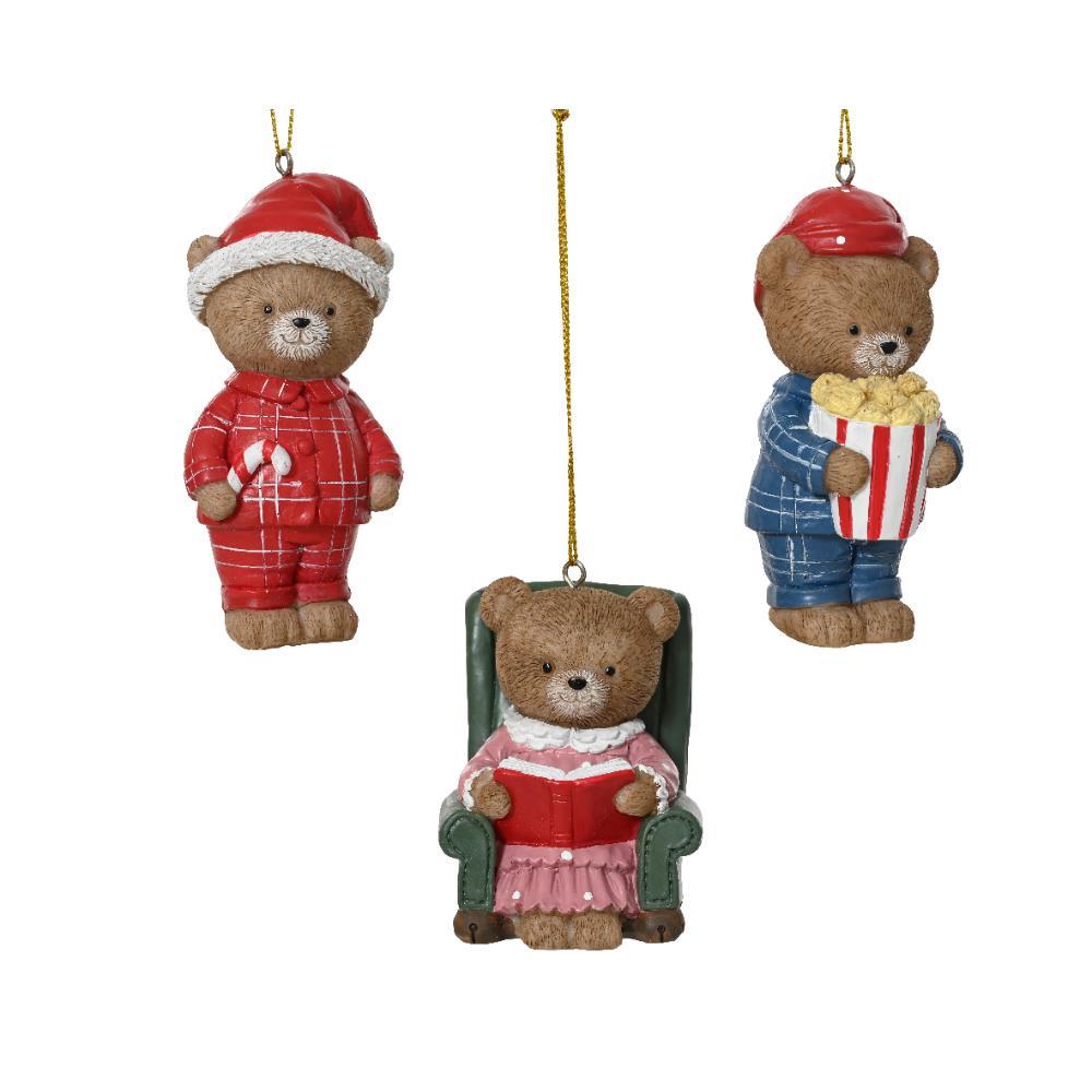 Decoris Polyresin Bear Hanger 10cm - 3 Assorted