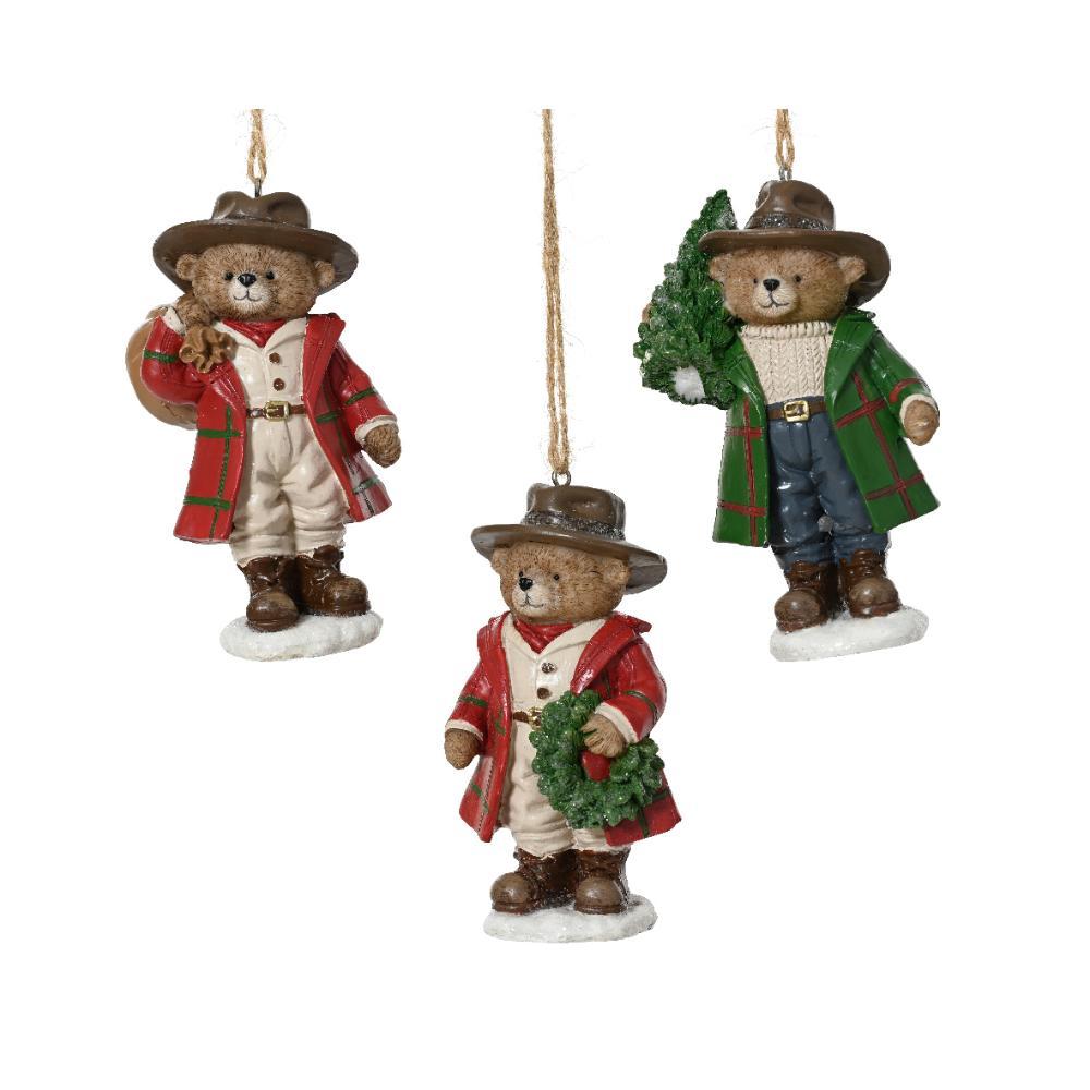 Decoris Polyresin Bear Hanger 11.5cm - 3 Assorted