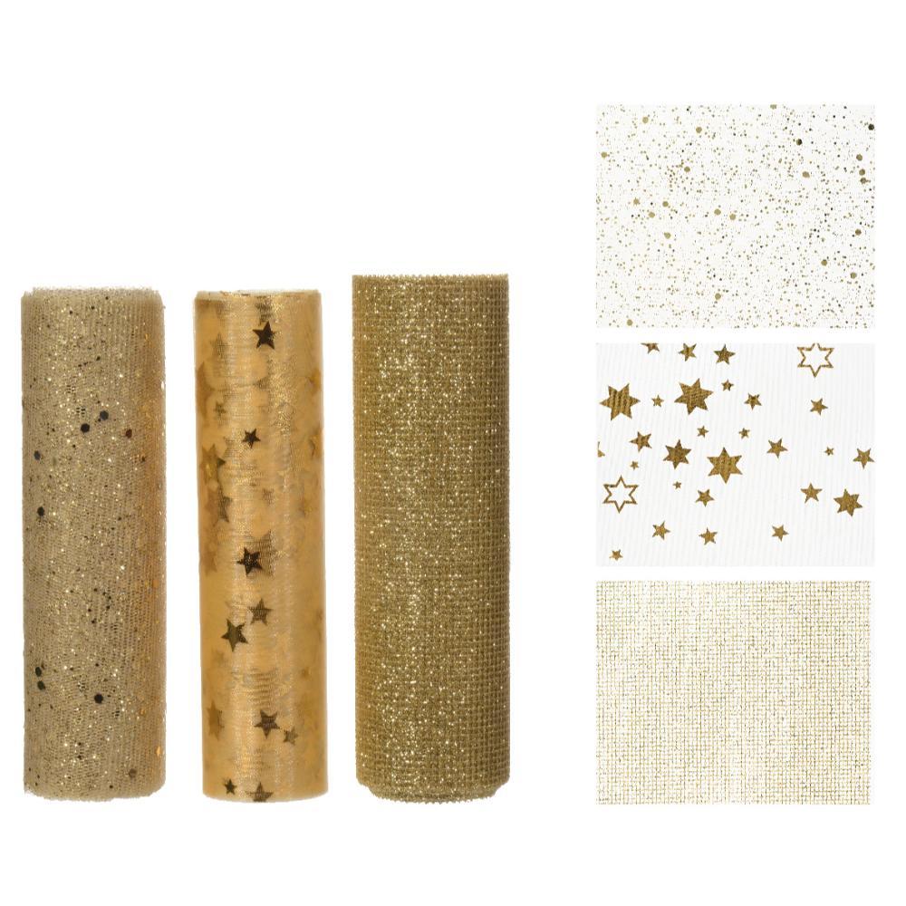 Decoris Polyester Runner Fabric 14.5 x 200cm - Gold (3 Assorted)