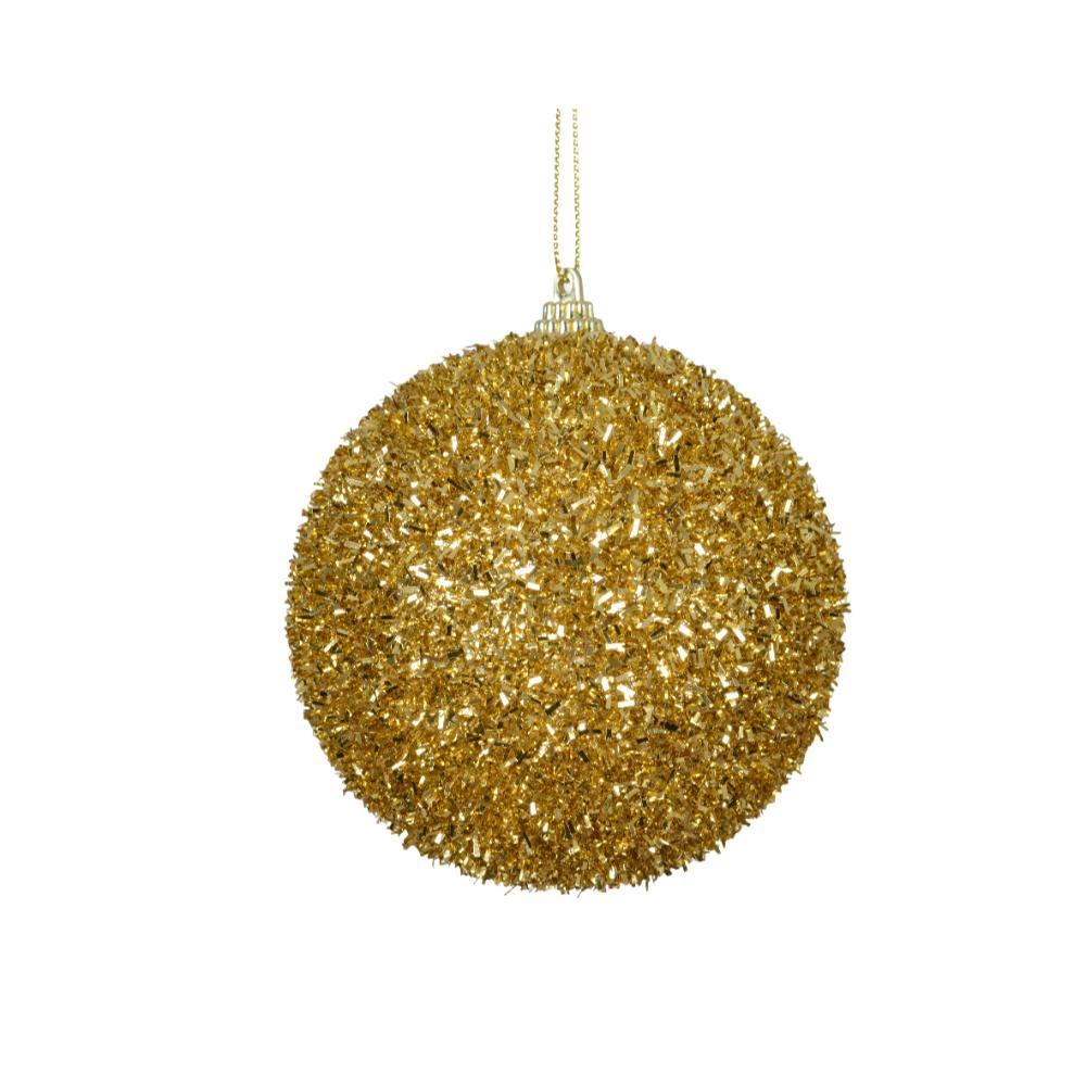 Decoris Foam Bauble with Tinsel Finish 10cm - Gold