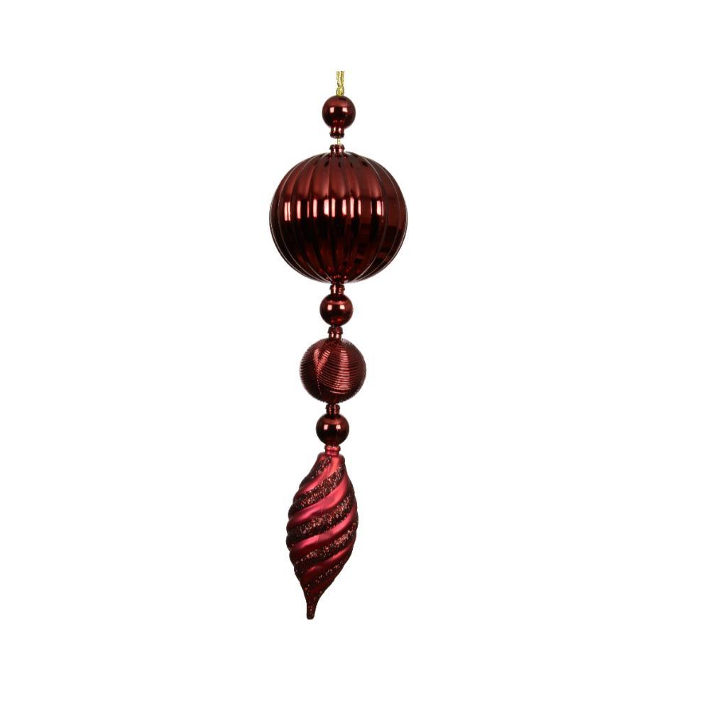 Decoris Shatterproof Hanging Ornament 28cm - Oxblood