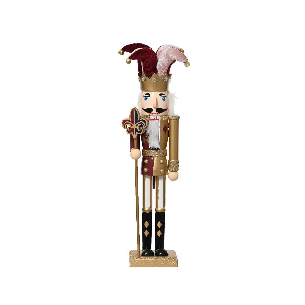 Decoris Pinewood Nutcracker with Joker Hat 40cm - Maroon