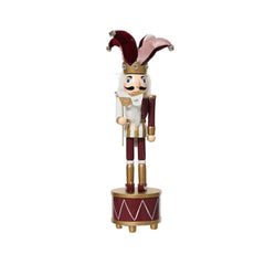 Decoris Pinewood Nutcracker with Joker Hat and Music Box 30cm - Maroon