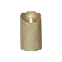 Lumineo BO Led Wax Candle with Wave Top 7.5 x 12.5cm - Gold/Warm White