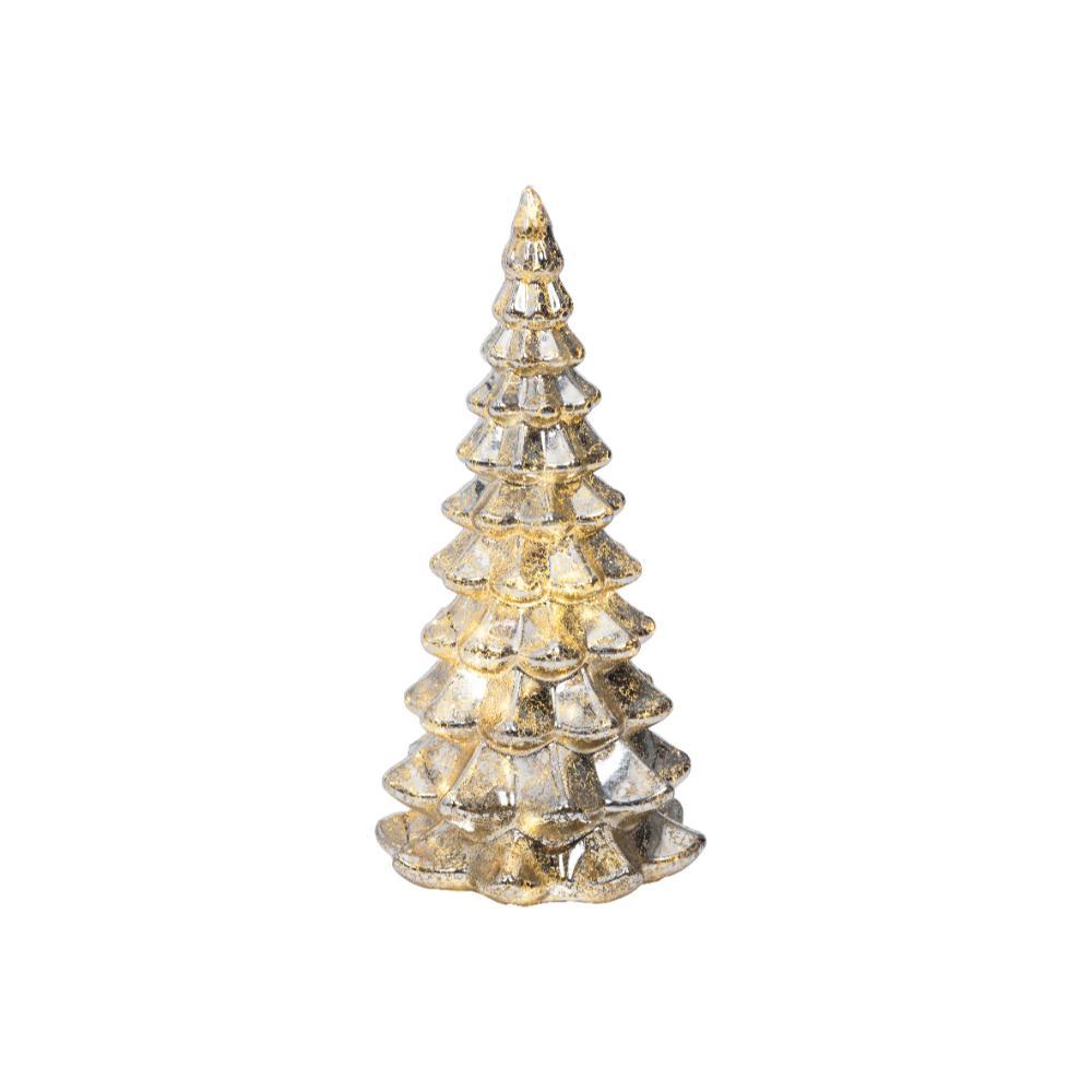 Lumineo BO Micro-Led Glass Tree with Steady Lights 21cm - Silver