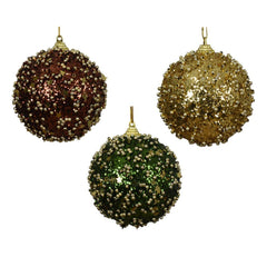 Decoris Foam Bauble with Beads and Sequins 8cm - (3 Assorted Colours)