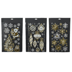 Decoris Plastic Window Stickers - White/Gold (3 Assorted)